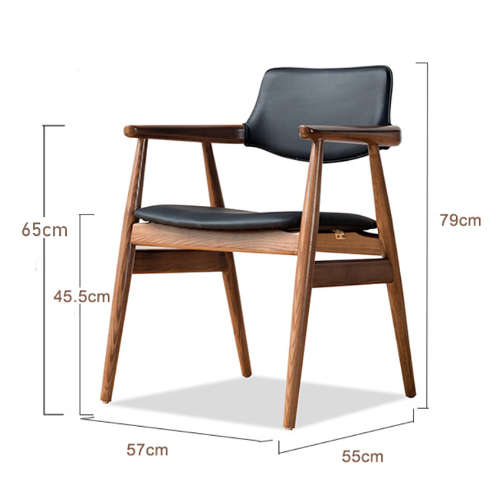 Chaise Simon en bois massif et simili-cuir, 2 Pieces - Fainko