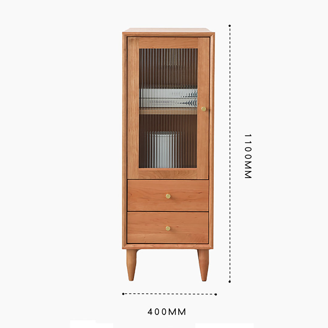 Vitrine vintage Quint en bois de Cerisier avec 2 tiroirs - Fainko