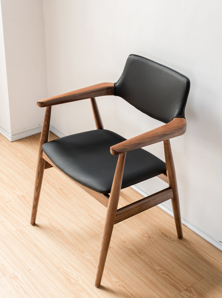 Chaise Simon en bois massif et simili-cuir, 2 Pieces - Fainko