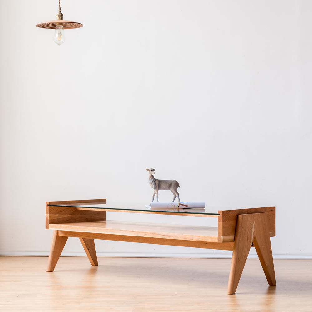 Table basse Chandy en bois de ceriser - Fainko