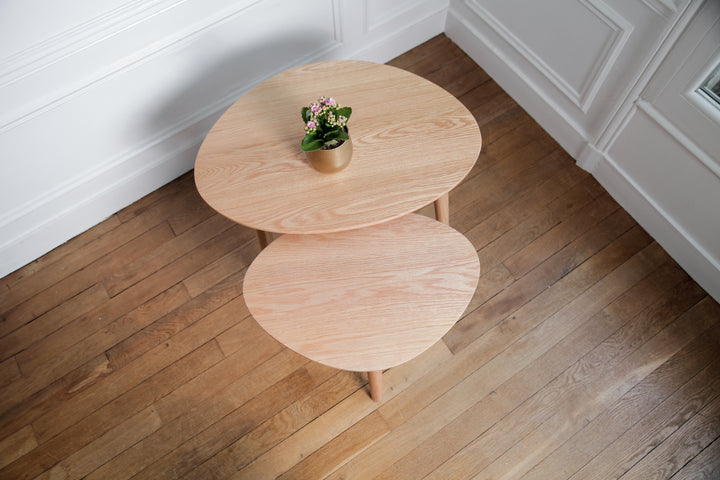 Ensemble de 2 tables basses gigognes chêne Hélosie - Fainko