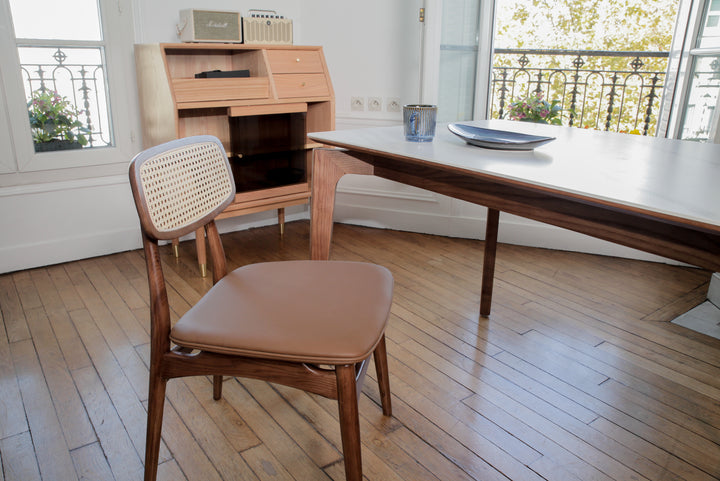 Table Thomasso en pierre frittée et bois massif - Fainko