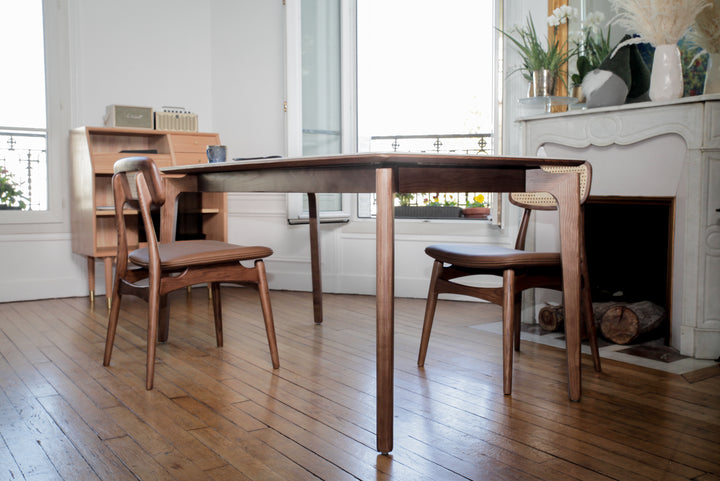 Table Thomasso en pierre frittée et bois massif - Fainko