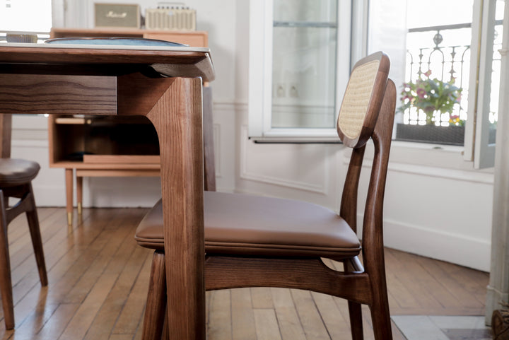 Table Thomasso en pierre frittée et bois massif - Fainko