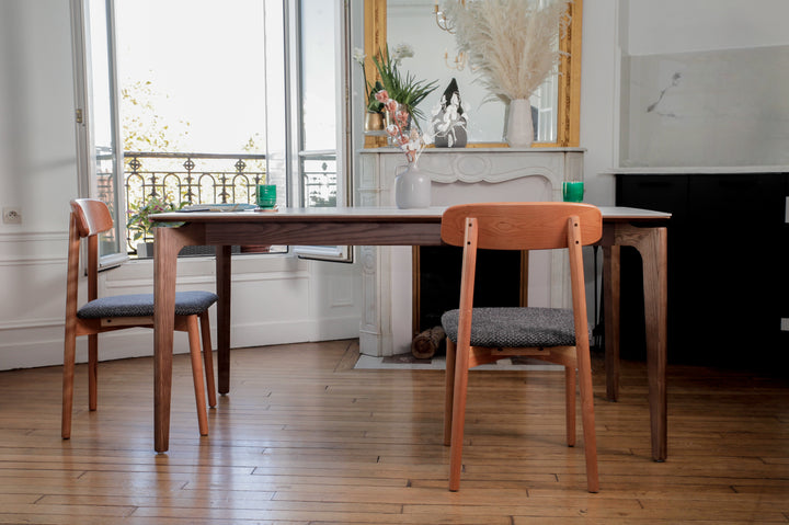 Table Thomasso en pierre frittée et bois massif - Fainko